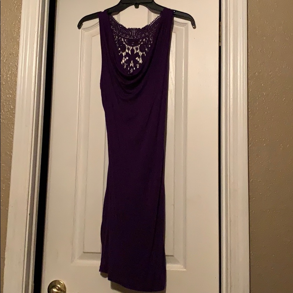 Purple Midi Dress With Lace Backing.
